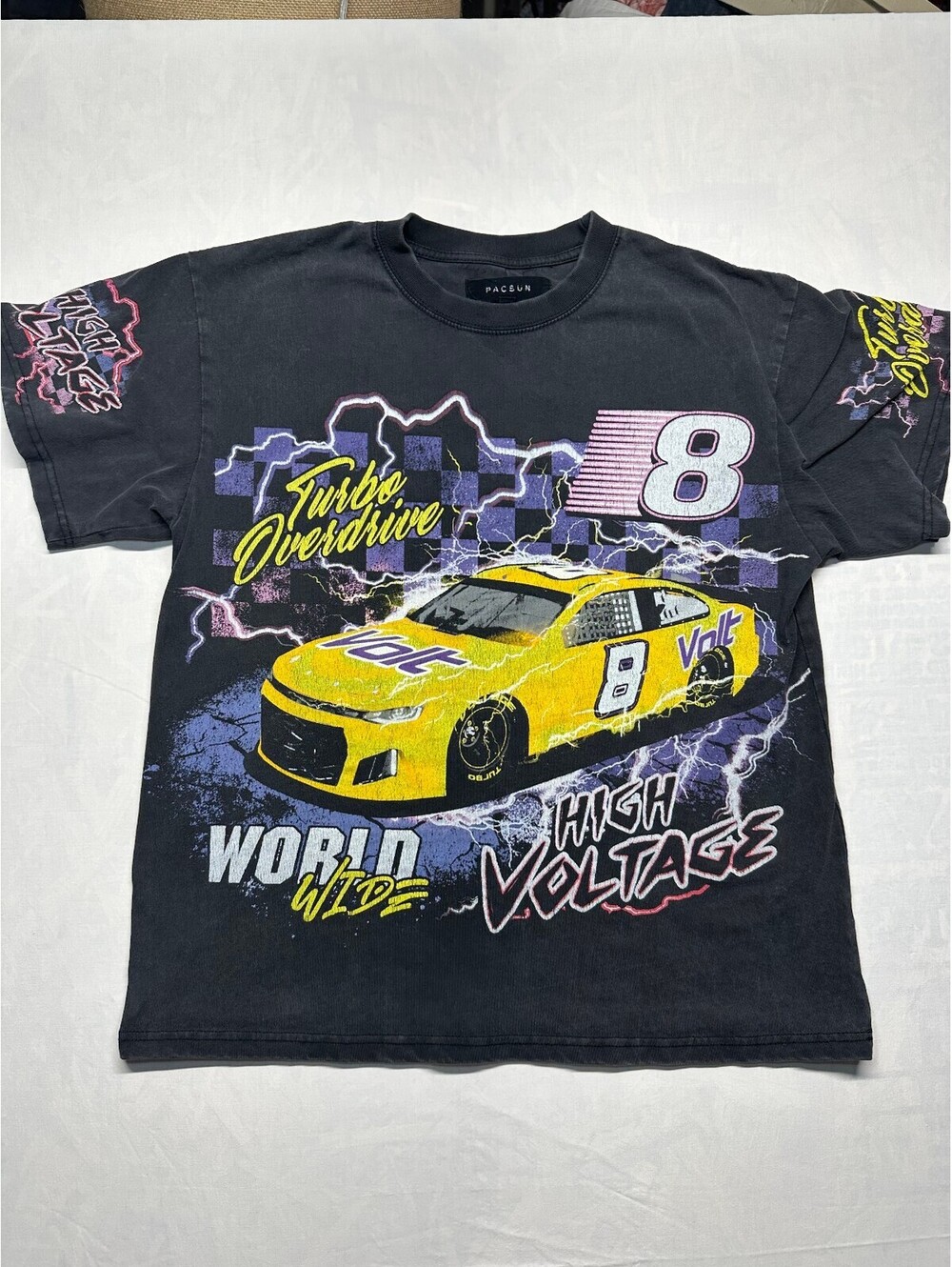 Pacsun High Voltage Turbo Overdrive Oversized Racing Graphic T-Shirt - Men's Med